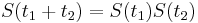 S(t_{1}+t_{2})=S(t_{1})S(t_{2})