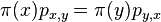 \pi (x)p_{{x,y}}=\pi (y)p_{{y,x}}