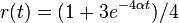 r(t)=(1+3e^{{-4\alpha t}})/4