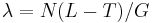 \lambda =N(L-T)/G