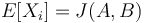 E[X_{i}]=J(A,B)